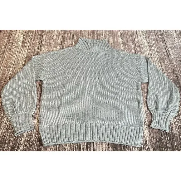 Nine West Womens Knitted Sweater Pullover Gray Size L Long Sleeve Turtleneck - Picture 2 of 7